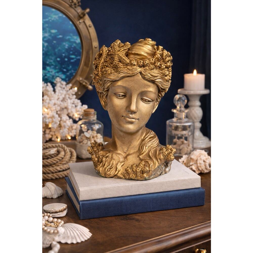 Mermaid Greek Mythology Vase Statue Planter Shabby Chic Baroque Vintage Style